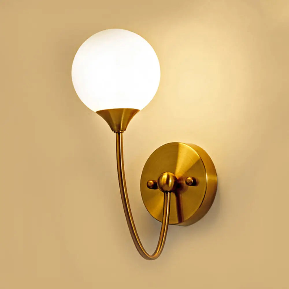DecorBites™ DecorBites™ Gold Milk Glass Wall Sconce: Elegant and Stylish 1/2 Lights Wall Light with Ball Shade for Living Room Mirror