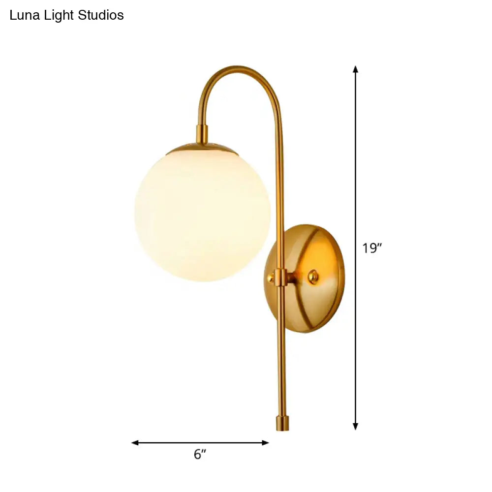 DecorBites™ Gold Mini Globe Wall Sconce Light - Elegant Opaline Glass Fixture for Bedroom