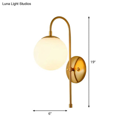 DecorBites™ Gold Mini Globe Wall Sconce Light - Elegant Opaline Glass Fixture for Bedroom