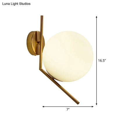 DecorBites™ Gold Mini Globe Wall Sconce Light - Elegant Opaline Glass Fixture for Bedroom