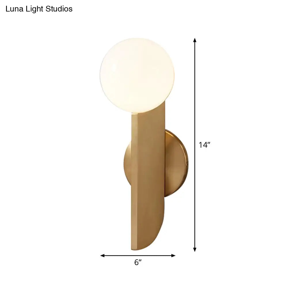 DecorBites™ Gold Mini Globe Wall Sconce Light - Elegant Opaline Glass Fixture for Bedroom