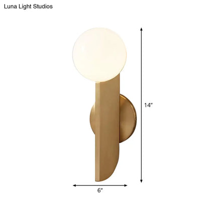DecorBites™ Gold Mini Globe Wall Sconce Light - Elegant Opaline Glass Fixture for Bedroom