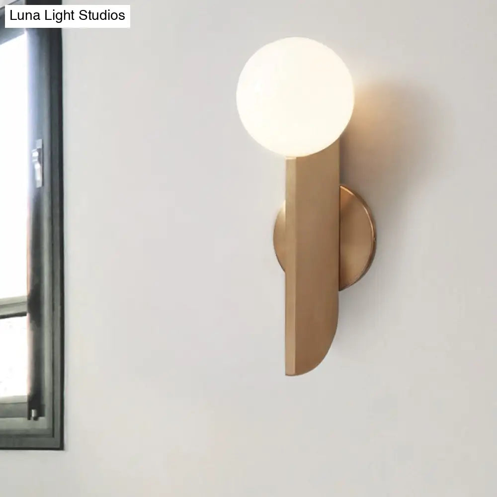 DecorBites™ Gold Mini Globe Wall Sconce Light - Elegant Opaline Glass Fixture for Bedroom
