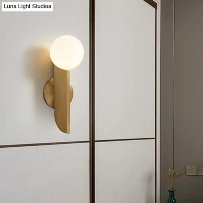 DecorBites™ Gold Mini Globe Wall Sconce Light - Elegant Opaline Glass Fixture for Bedroom