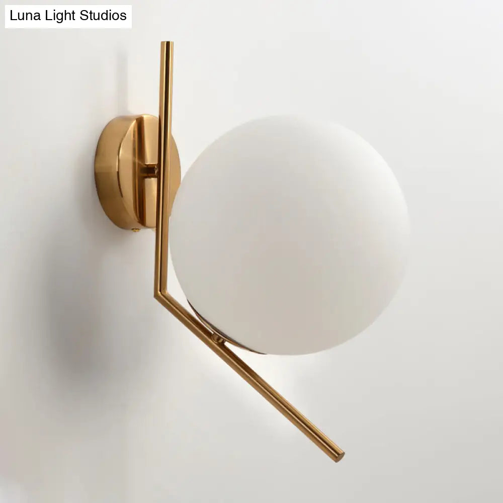 DecorBites™ Gold Mini Globe Wall Sconce Light - Elegant Opaline Glass Fixture for Bedroom