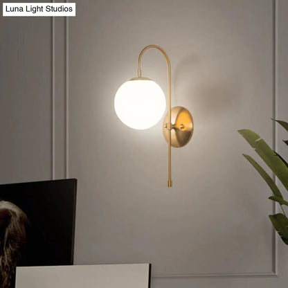 DecorBites™ Gold Mini Globe Wall Sconce Light - Elegant Opaline Glass Fixture for Bedroom
