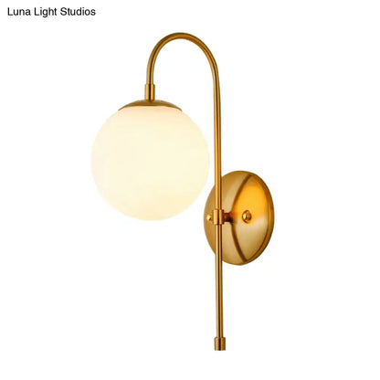 DecorBites™ Gold Mini Globe Wall Sconce Light - Elegant Opaline Glass Fixture for Bedroom