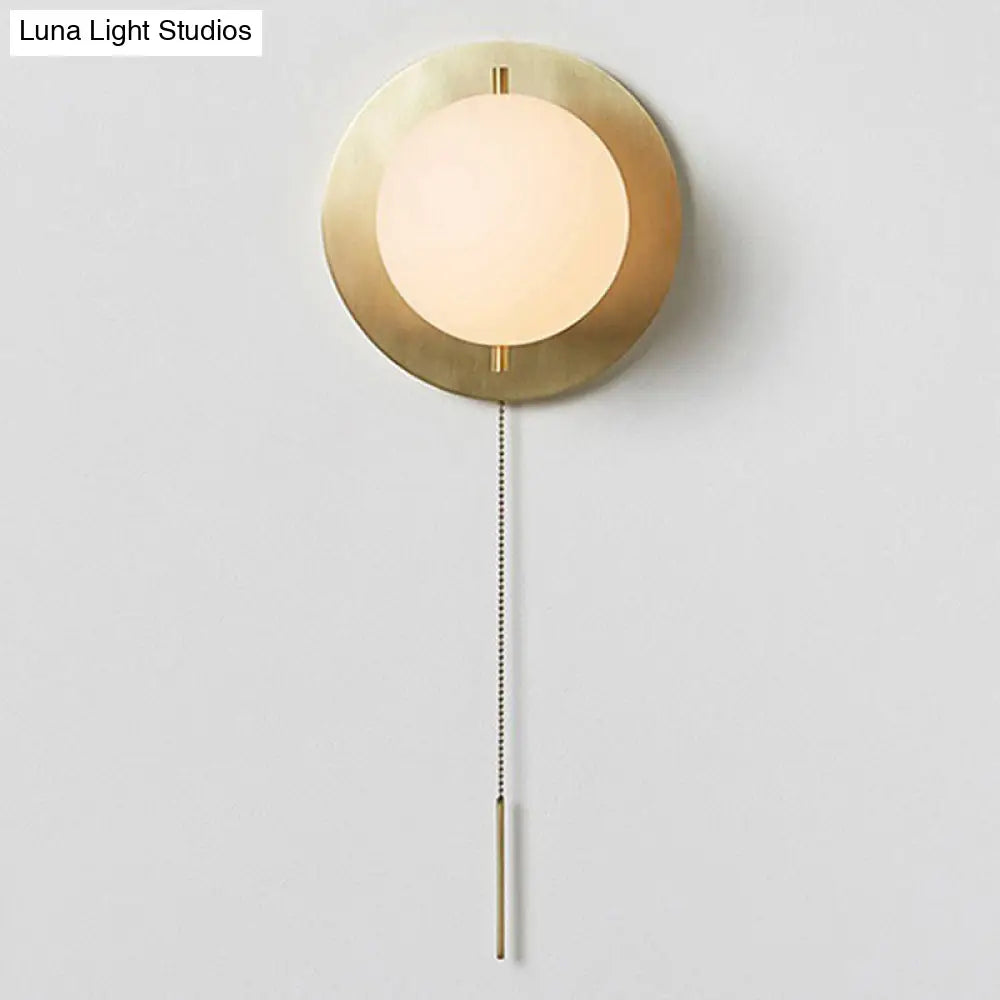 DecorBites™ Gold Mini Globe Wall Sconce Light - Elegant Opaline Glass Fixture for Bedroom