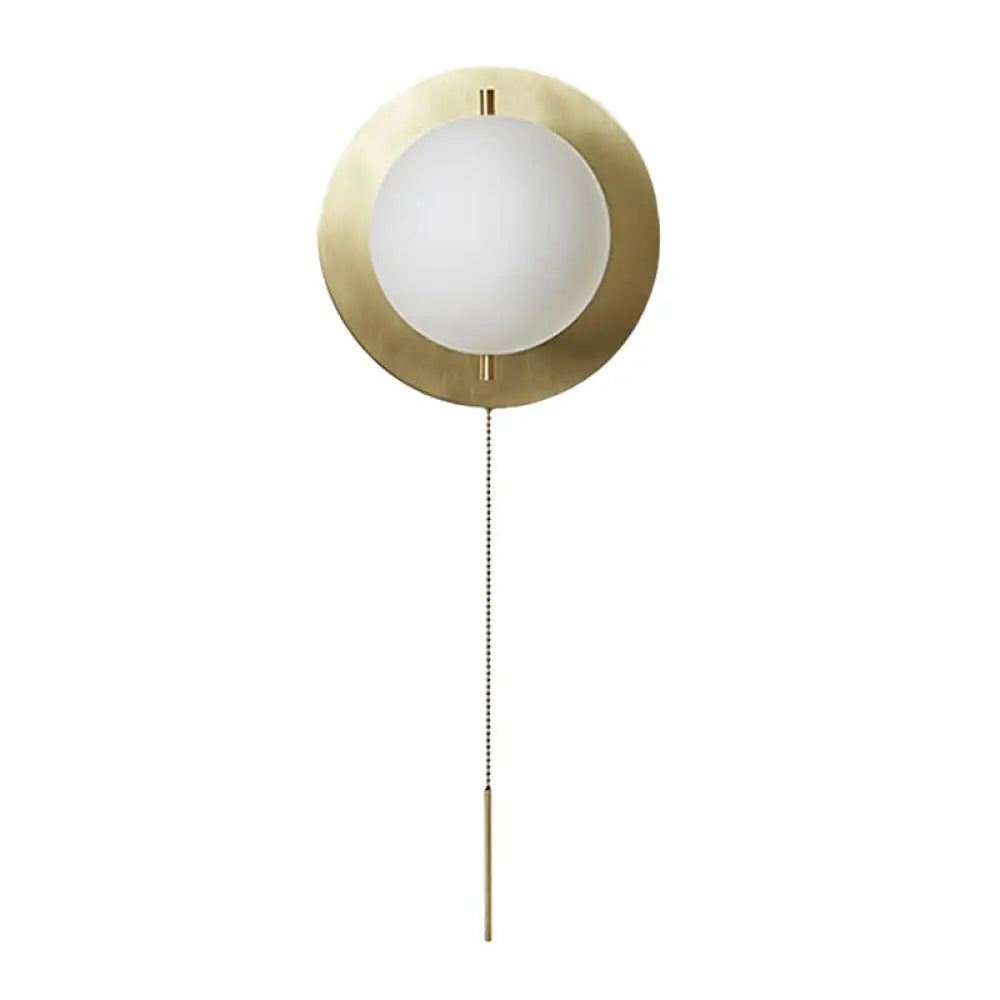 DecorBites™ Gold Mini Globe Wall Sconce Light - Elegant Opaline Glass Fixture for Bedroom