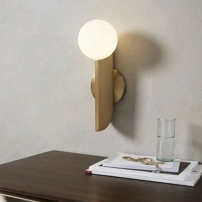 DecorBites™ Gold Mini Globe Wall Sconce Light - Elegant Opaline Glass Fixture for Bedroom