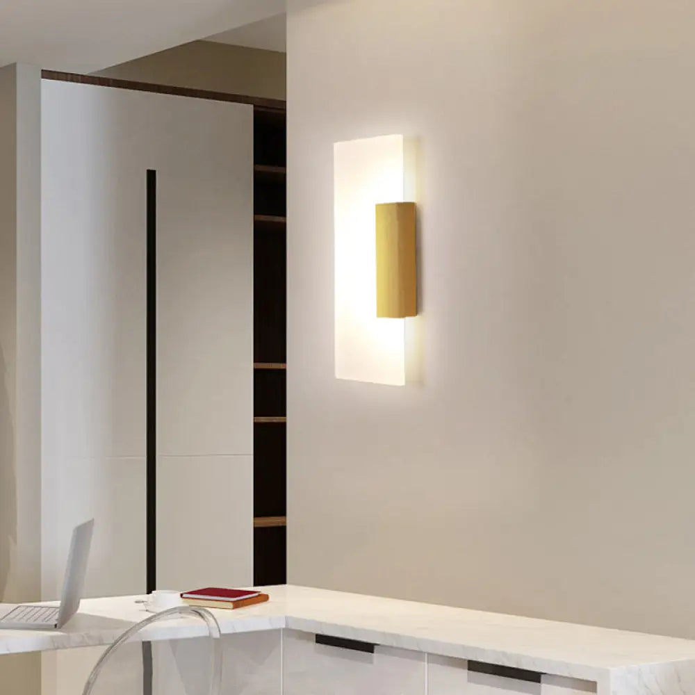DecorBites™ Gold Minimalist LED Wall Sconce for Hallway - Rectangular Acrylic Design