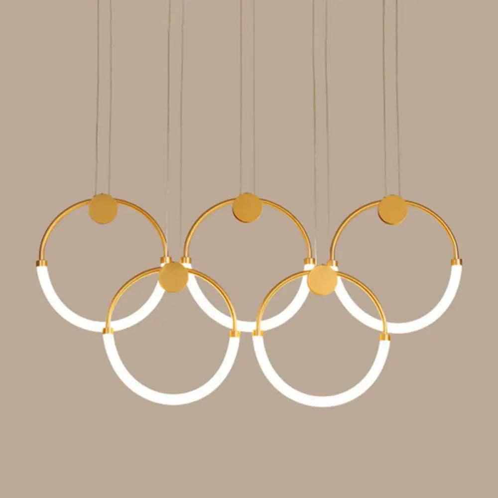 DecorBites™ Gold Minimalistic Ring Pendant LED Ceiling Light for Living Room - Acrylic Island Lighting