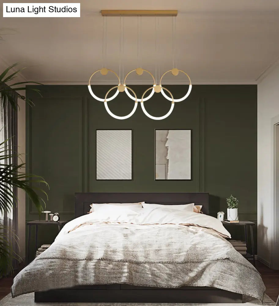 DecorBites™ Gold Minimalistic Ring Pendant LED Ceiling Light for Living Room - Acrylic Island Lighting