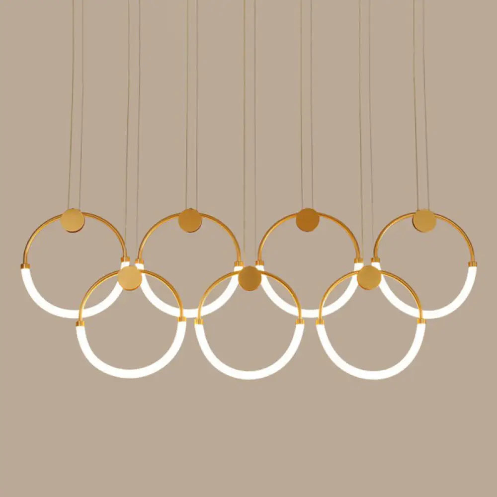 DecorBites™ Gold Minimalistic Ring Pendant LED Ceiling Light for Living Room - Acrylic Island Lighting