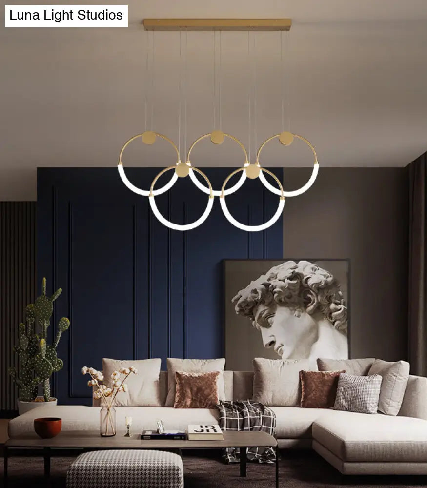 DecorBites™ Gold Minimalistic Ring Pendant LED Ceiling Light for Living Room - Acrylic Island Lighting
