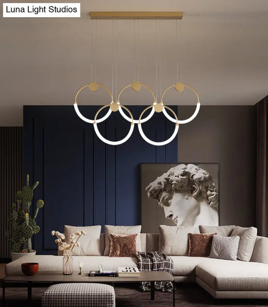 DecorBites™ Gold Minimalistic Ring Pendant LED Ceiling Light for Living Room - Acrylic Island Lighting