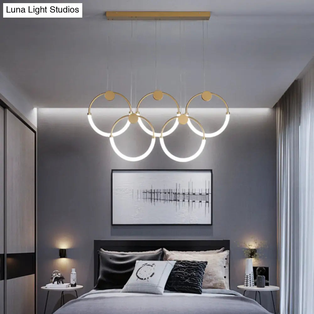 DecorBites™ Gold Minimalistic Ring Pendant LED Ceiling Light for Living Room - Acrylic Island Lighting
