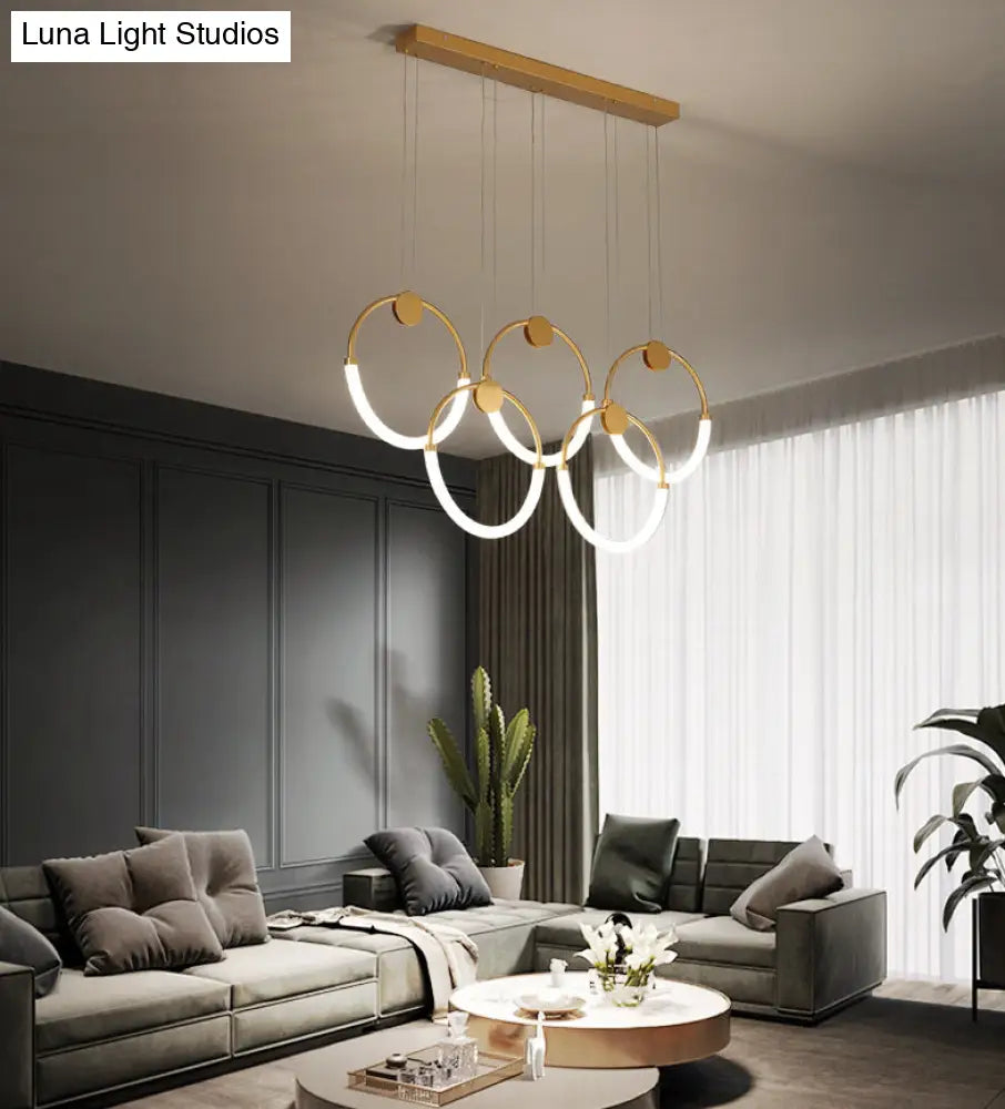 DecorBites™ Gold Minimalistic Ring Pendant LED Ceiling Light for Living Room - Acrylic Island Lighting