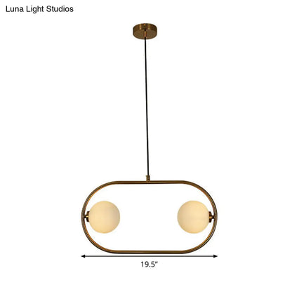 DecorBites™ Gold Modern Globe Hanging Chandelier with Frosted Glass, 2 Bulbs – Bedroom LED Pendant Light