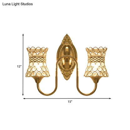 DecorBites™ Gold Modern Metal Wall Sconce with Crystal Swirl Design and Dual Lighting