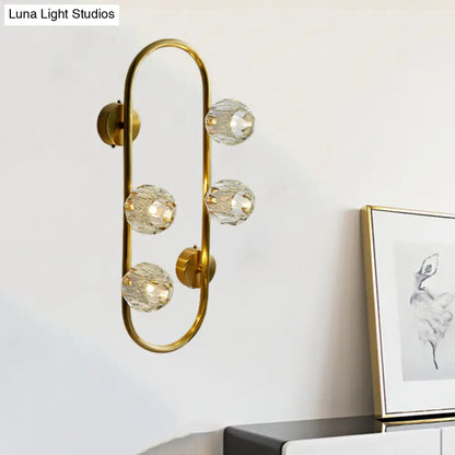 DecorBites™ Gold Modern Wall Mount Light with Clear Crystal Shade and Oval Frame - 4 Bulb Wall Lighting Idea