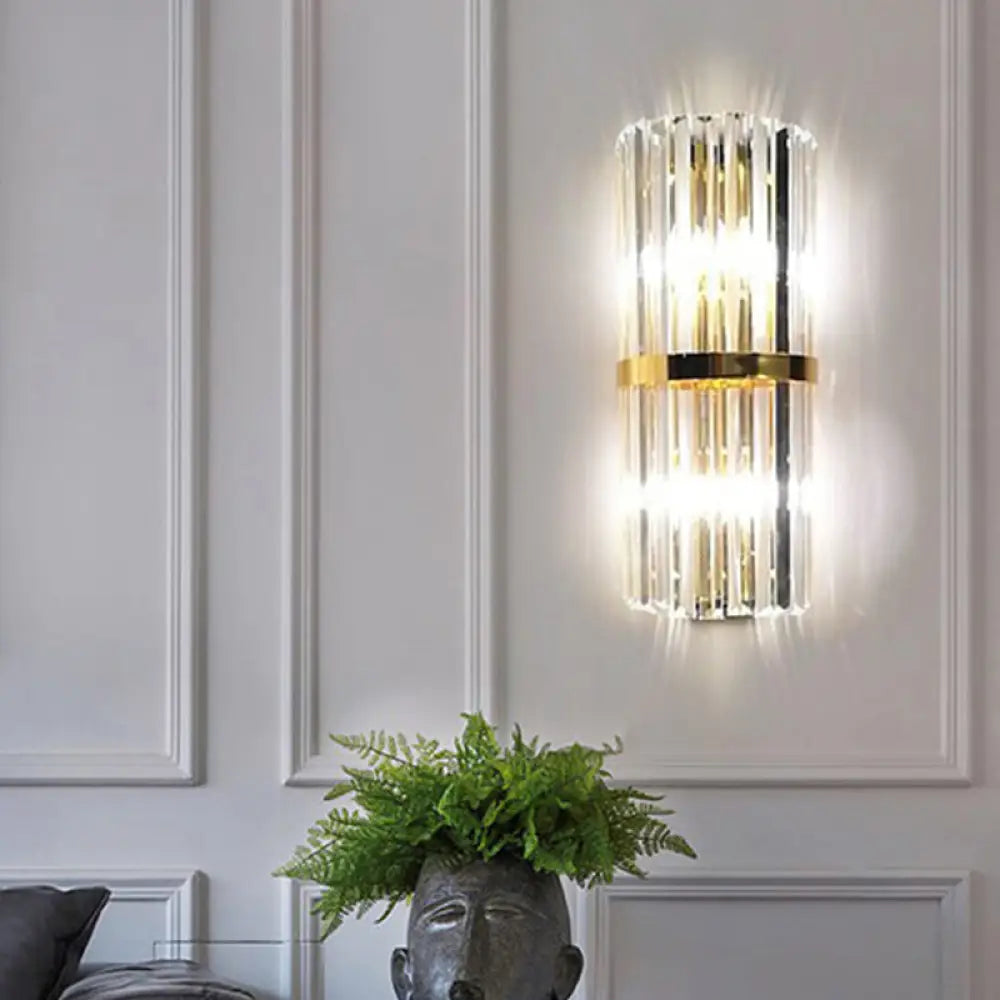 DecorBites™ Gold Modern Wall Sconce Lamp with Crystal Shade - 1, 2, or 3 Bulb Options