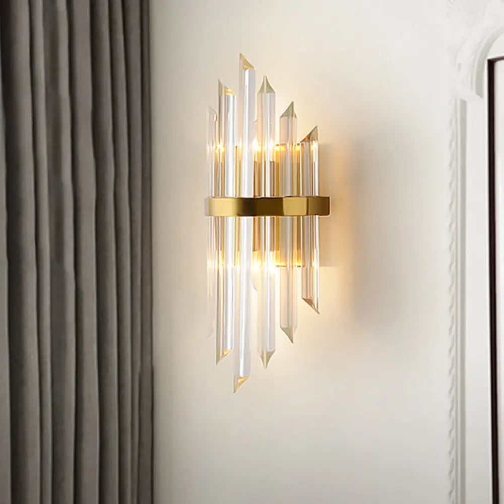 DecorBites™ Gold Modern Wall Sconce Lamp with Crystal Shade - 1, 2, or 3 Bulb Options