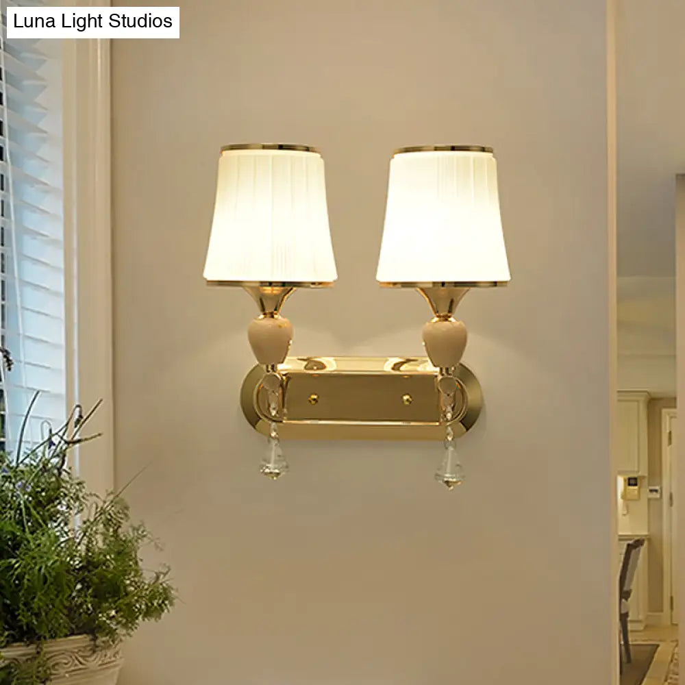 DecorBites™ Gold Modernist Bell Wall Sconce Lighting with Glass Shade for Living Room