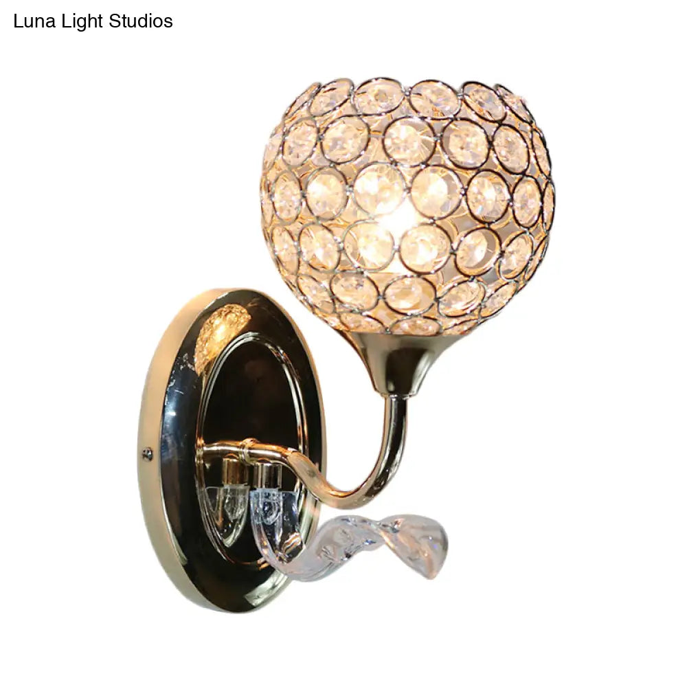 DecorBites™ Gold Modernist Circle Wall Sconce - Crystal-Encrusted, Single-Head Wall Mount Light Fixture
