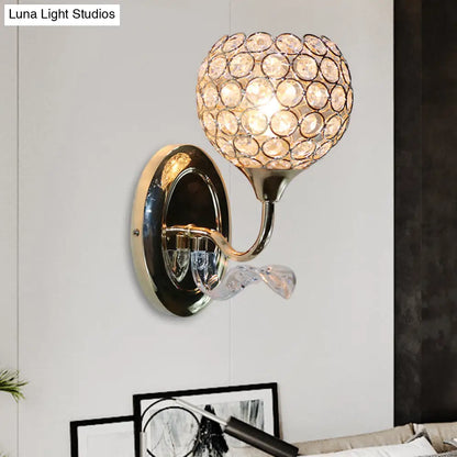 DecorBites™ Gold Modernist Circle Wall Sconce - Crystal-Encrusted, Single-Head Wall Mount Light Fixture
