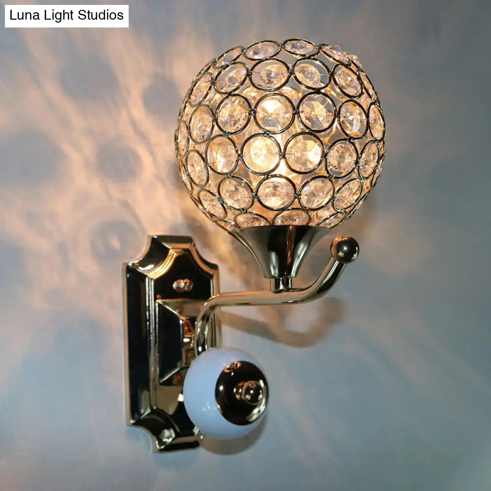 DecorBites™ Gold Modernist Circle Wall Sconce - Crystal-Encrusted, Single-Head Wall Mount Light Fixture