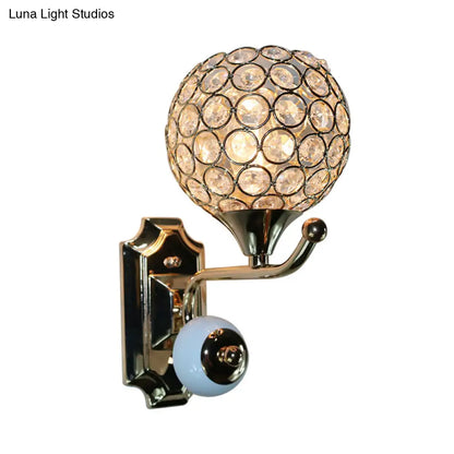 DecorBites™ Gold Modernist Circle Wall Sconce - Crystal-Encrusted, Single-Head Wall Mount Light Fixture
