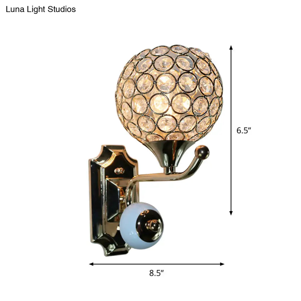 DecorBites™ Gold Modernist Circle Wall Sconce - Crystal-Encrusted, Single-Head Wall Mount Light Fixture