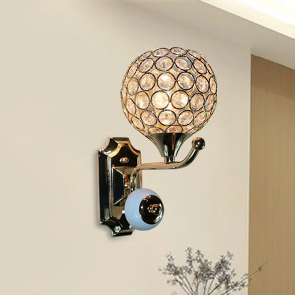 DecorBites™ Gold Modernist Circle Wall Sconce - Crystal-Encrusted, Single-Head Wall Mount Light Fixture