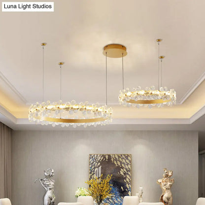 Gold Modernist Crystal LED Chandelier for Living Room Ceiling