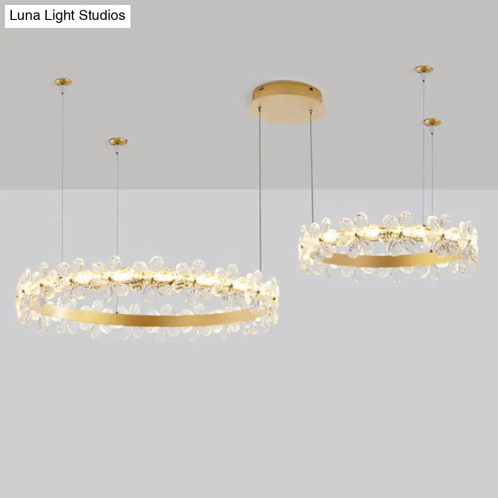 Gold Modernist Crystal LED Chandelier for Living Room Ceiling