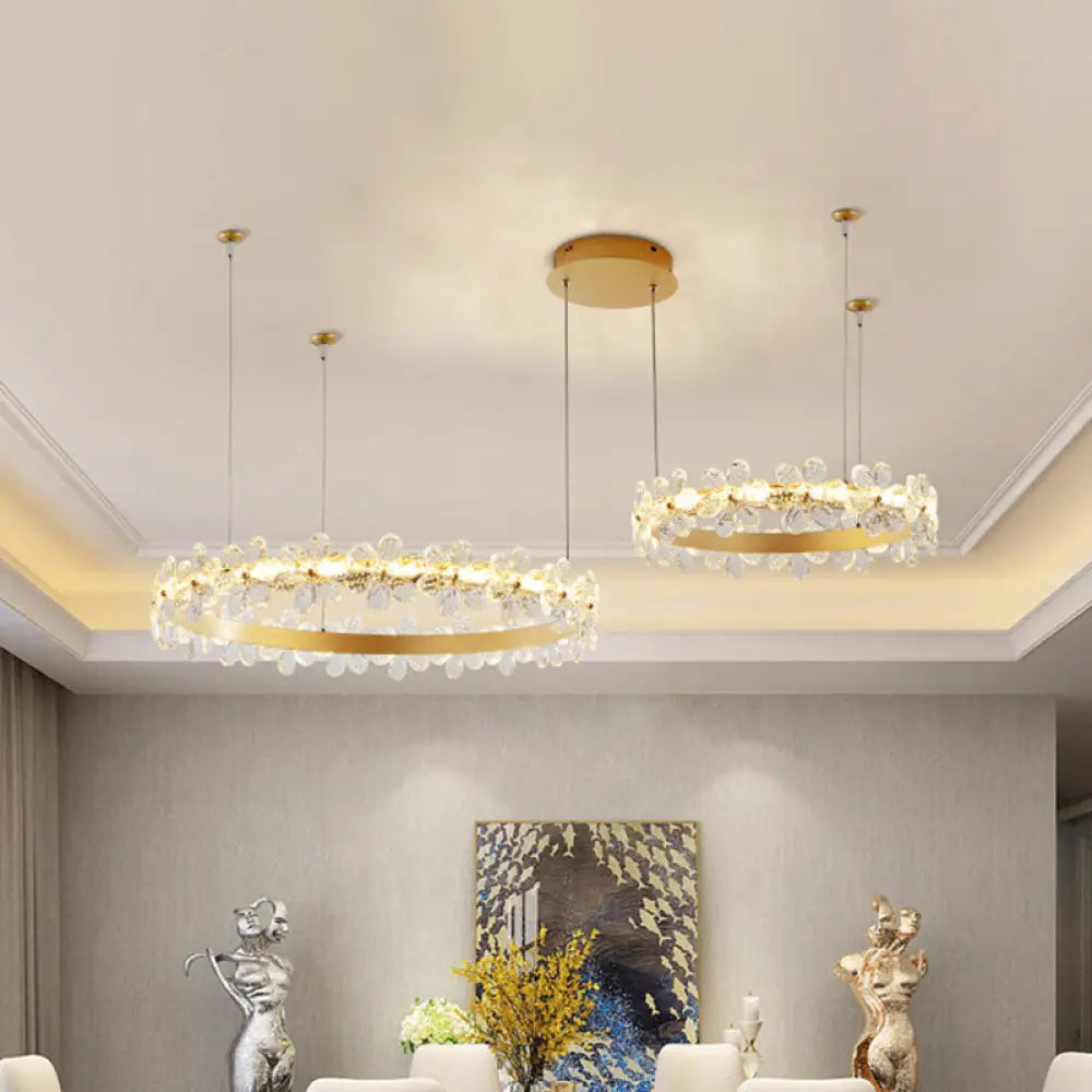 Gold Modernist Crystal LED Chandelier for Living Room Ceiling