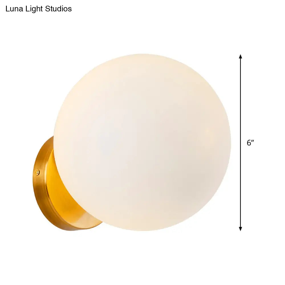 DecorBites™ Gold Modernist Wall Sconce with Opal Glass Shade for Bedroom Lighting