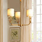 Gold Nordic Cylindrical Chandelier with Antler Deco - Fabric Suspension Light for Living Room