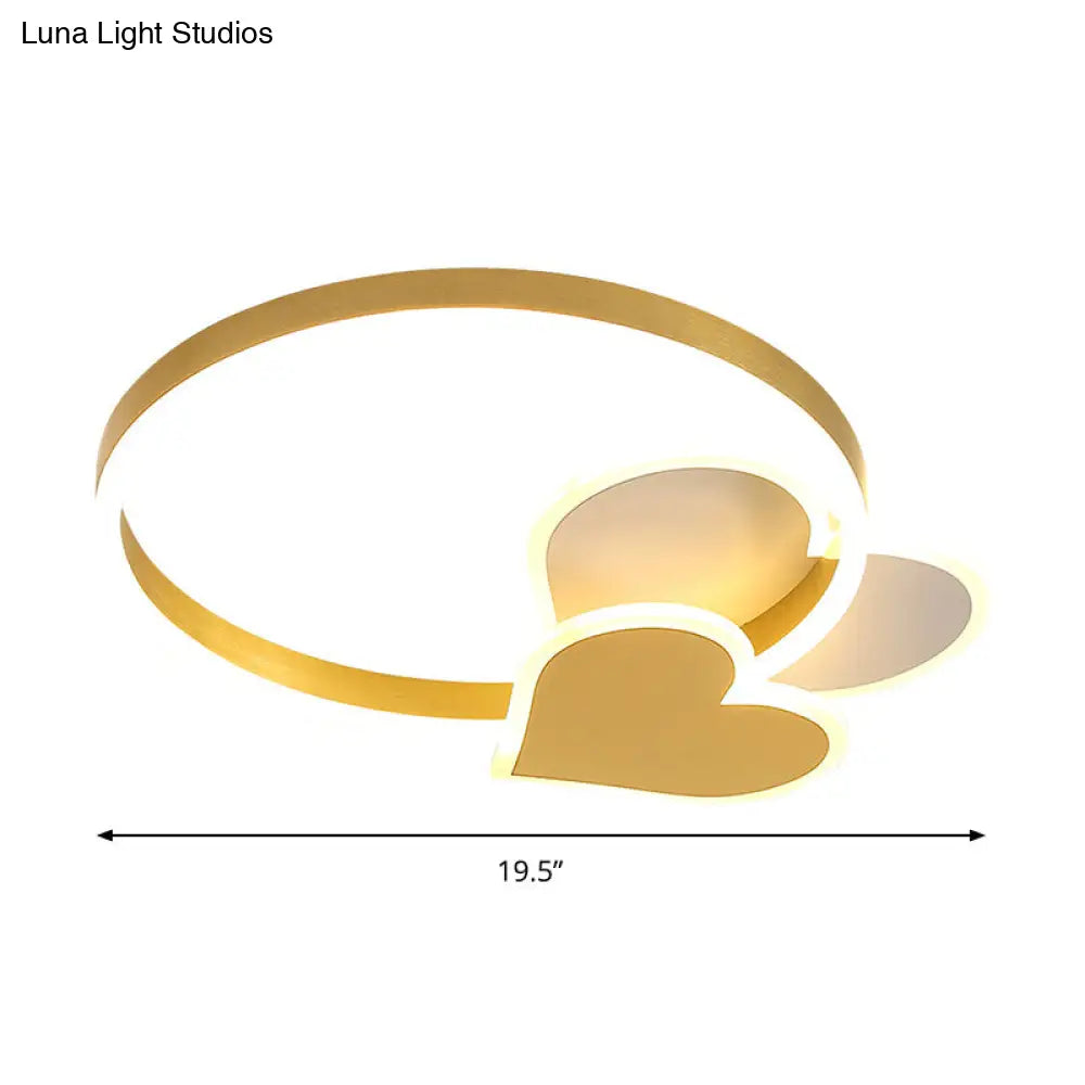 DecorBites™ DecorBites™ Gold Nordic LED Flush Mount Light with Loving Heart and Star Design