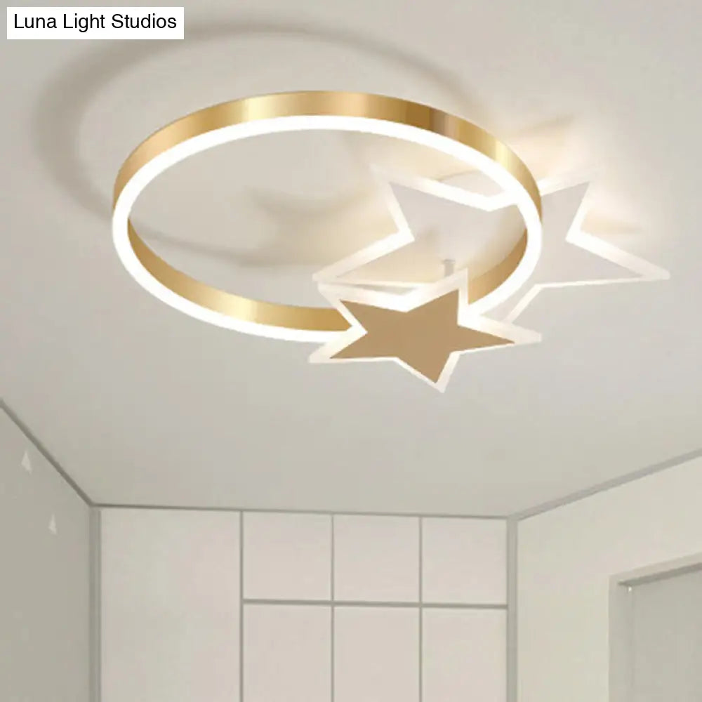DecorBites™ DecorBites™ Gold Nordic LED Flush Mount Light with Loving Heart and Star Design