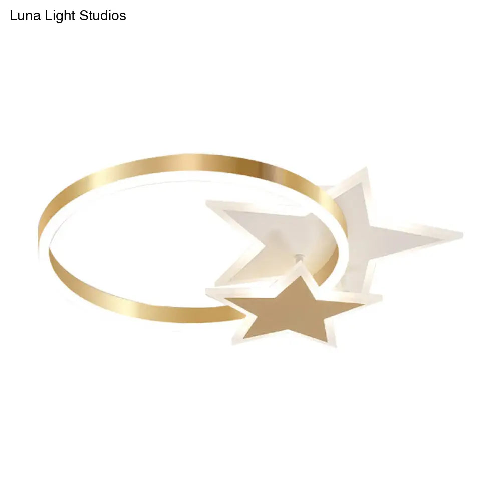 DecorBites™ DecorBites™ Gold Nordic LED Flush Mount Light with Loving Heart and Star Design