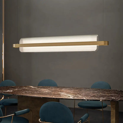 DecorBites™ Gold Nordic Linear Island Lamp: Acrylic LED Pendant Light for Dining Room