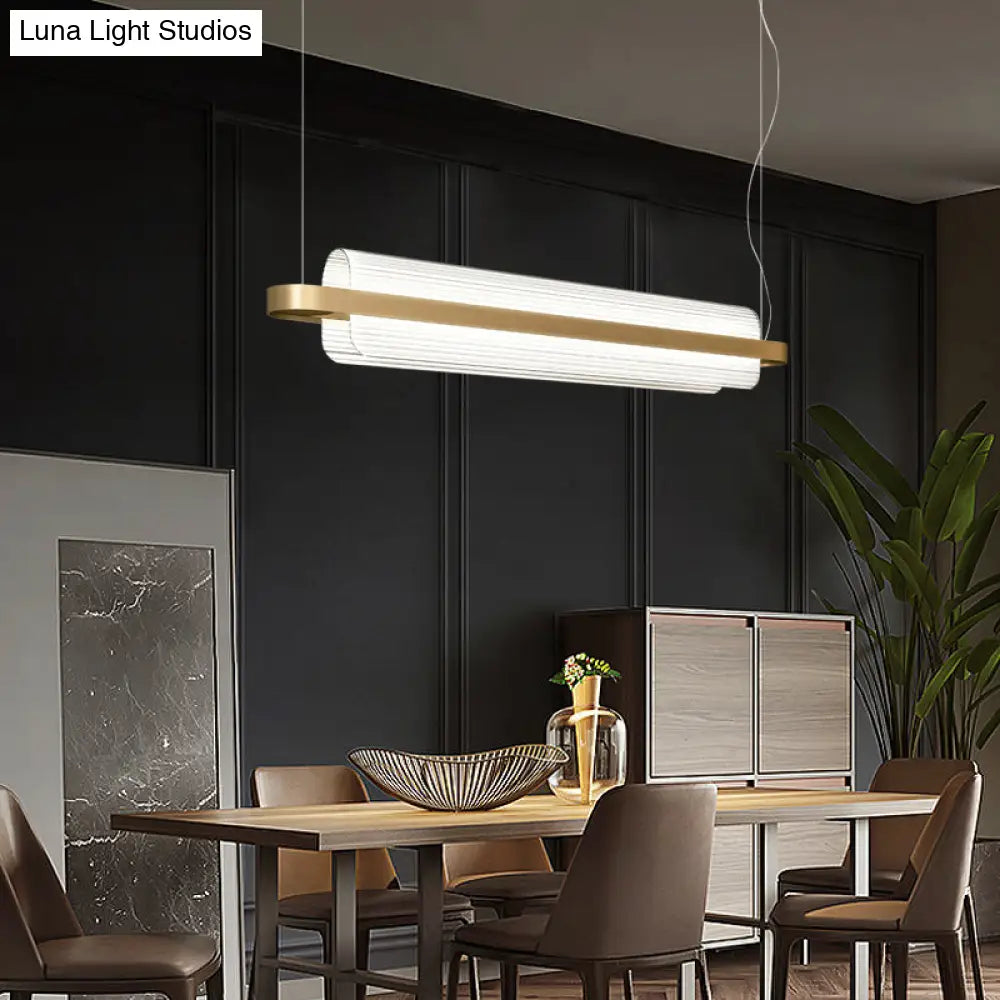 DecorBites™ Gold Nordic Linear Island Lamp: Acrylic LED Pendant Light for Dining Room
