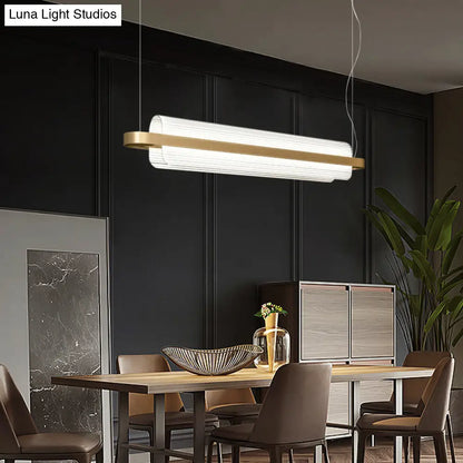 DecorBites™ Gold Nordic Linear Island Lamp: Acrylic LED Pendant Light for Dining Room