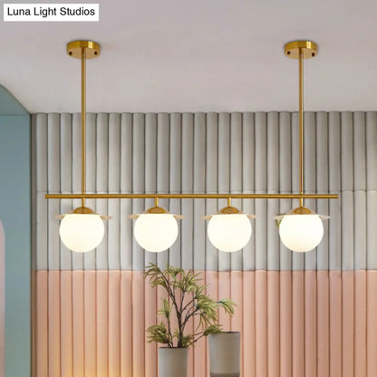 DecorBites™ Gold Opal Glass Round Island Pendant Light with 4 Bulbs