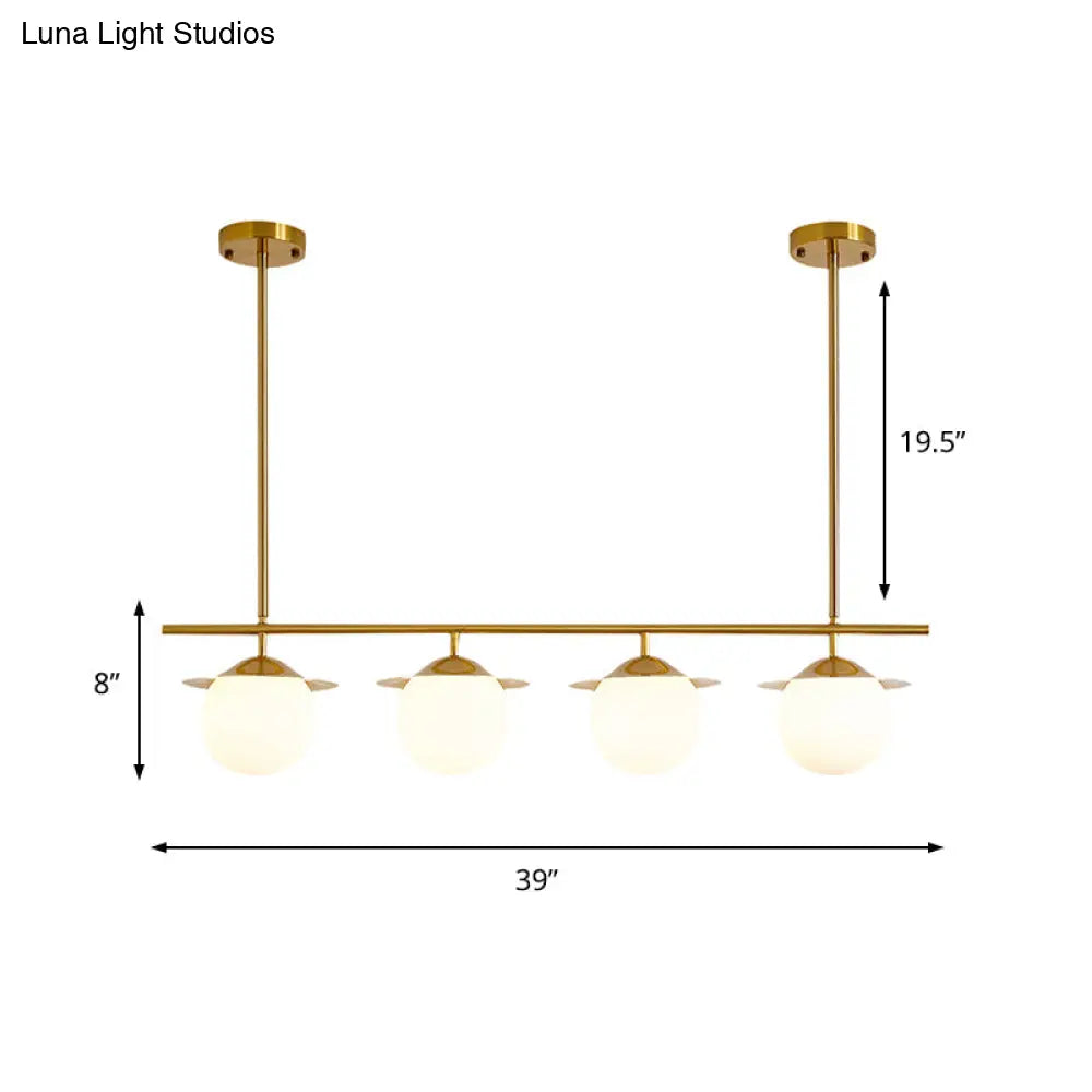 DecorBites™ Gold Opal Glass Round Island Pendant Light with 4 Bulbs