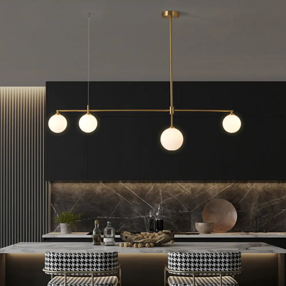 DecorBites™ Gold Opaline Glass Pendant Light for Dining Room | Simplicity Ball Island Fixture
