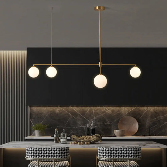 DecorBites™ Gold Opaline Glass Pendant Light for Dining Room | Simplicity Ball Island Fixture