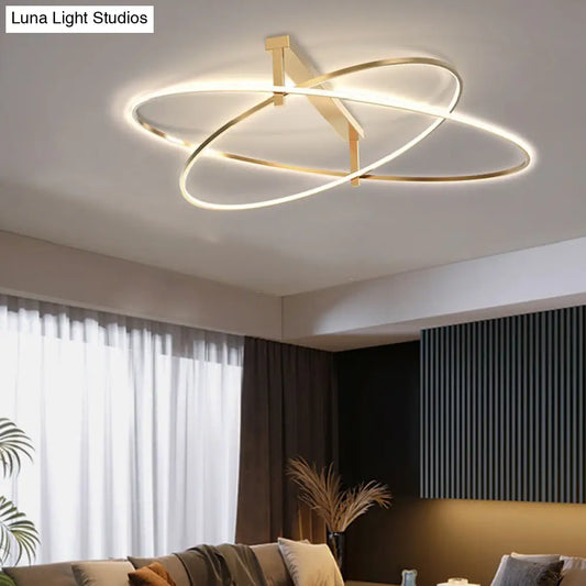 DecorBites™ DecorBites™ Gold Oval 2-Head LED Ceiling Light - Minimalist Semi Flush Mount for Living Room